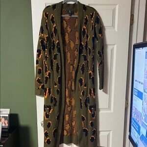 G by Giuliana Women's Olive and Orange Patterned Sweater,Size Small
